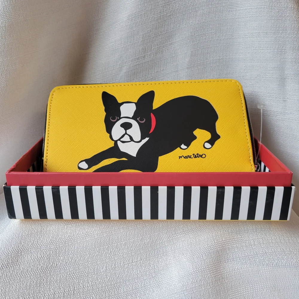Marc Tetro Yellow Boston Terrier Wallet NIB - Picture 3 of 3